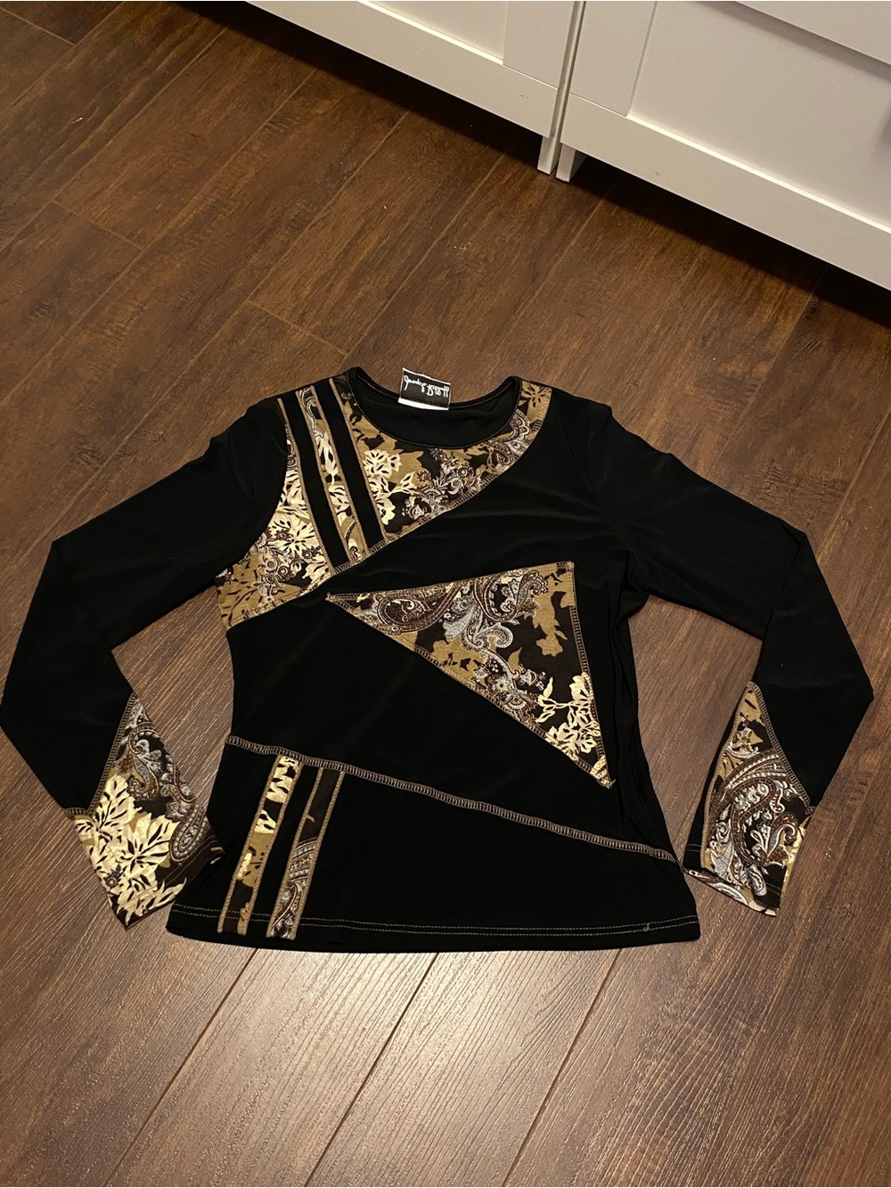 Joseph Ribkoff Black and Gold Long-Sleeve Top